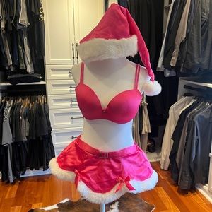 Santa Baby Victoria’s Secret Pink skirt, bra, & Santa hat 34D